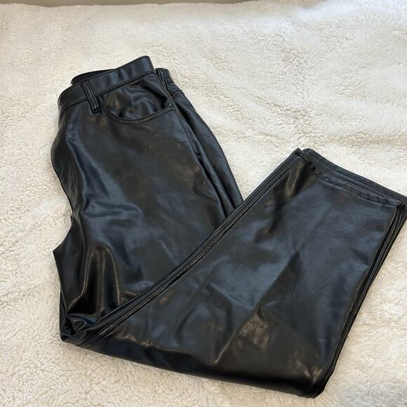 Abercrombie & Fitch Ankle‎ Straight Ultra High Rise Faux Leather Pants Black 12S - Picture 1 of 6